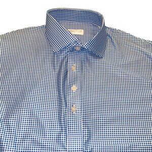 NWOT Collars & Co Men's S Relaxed Featherweight Flex Polo Shirt Blue Gingham